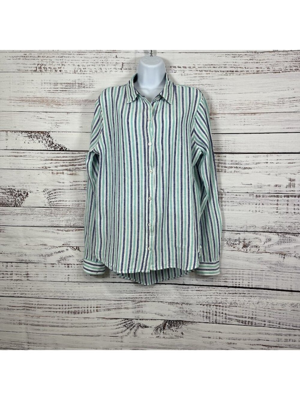 Needle & Cloth Pastel Stripe Linen Blend Button Long Sleeve Shirt